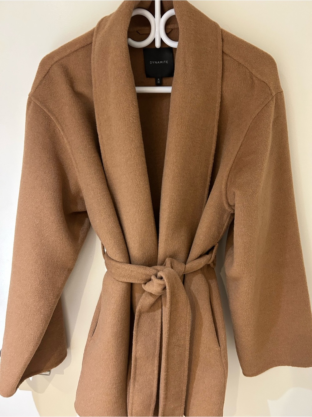 Dynamite Camel Belted Wrap Coat